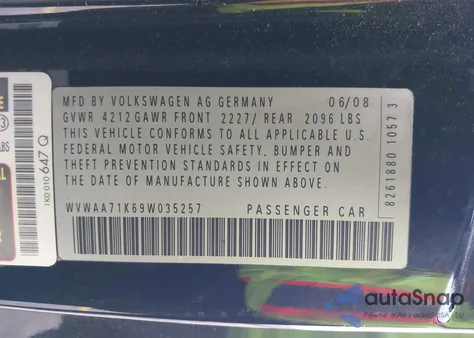 2009 Volkswagen Rabbit S from USA, damaged, VIN WVWAA71K69W035257
